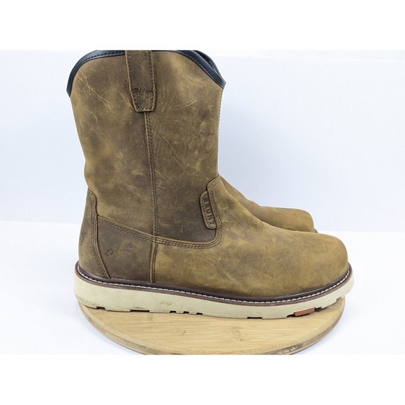 Brunt Bolduc Work Boots Mens 13 Brown Leather Unlined Pull On Mid Calf Ranch - Picture 2 of 11